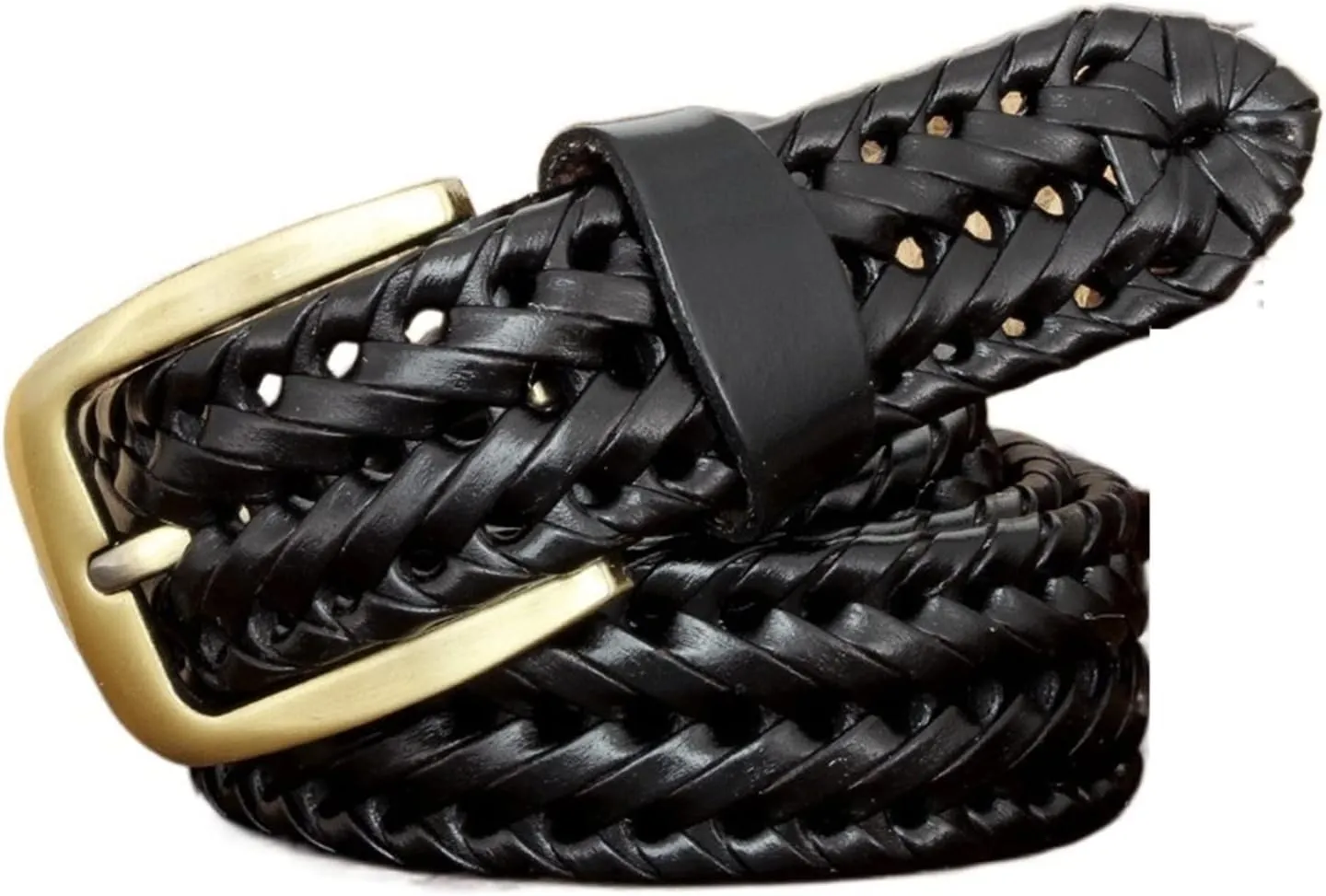 Men and Women Belt Genuine Leather Belt for Men Woven Knitted Quality Belt Male Luxury Strap Belts(44in/110cm,Black)