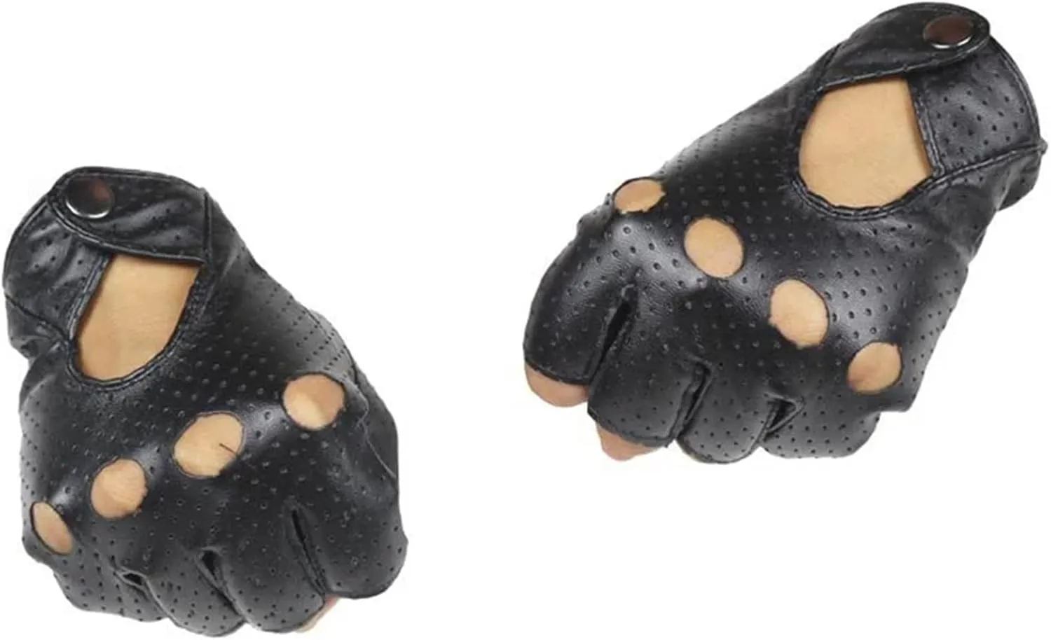 Men's Leather Fingerless Gloves PU Half Finger Driving Gloves Punk Jazz Fingerless Gloves