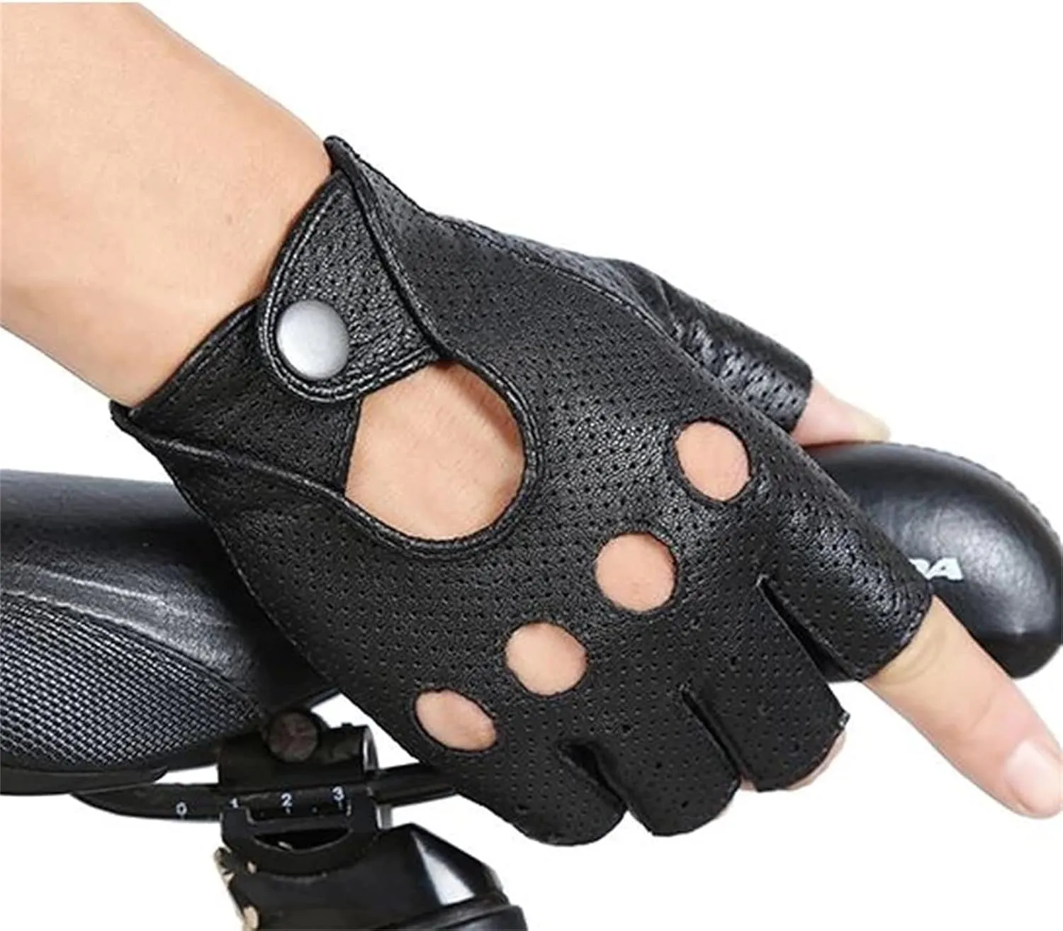 Men's Leather Fingerless Gloves PU Half Finger Driving Gloves Punk Jazz Fingerless Gloves