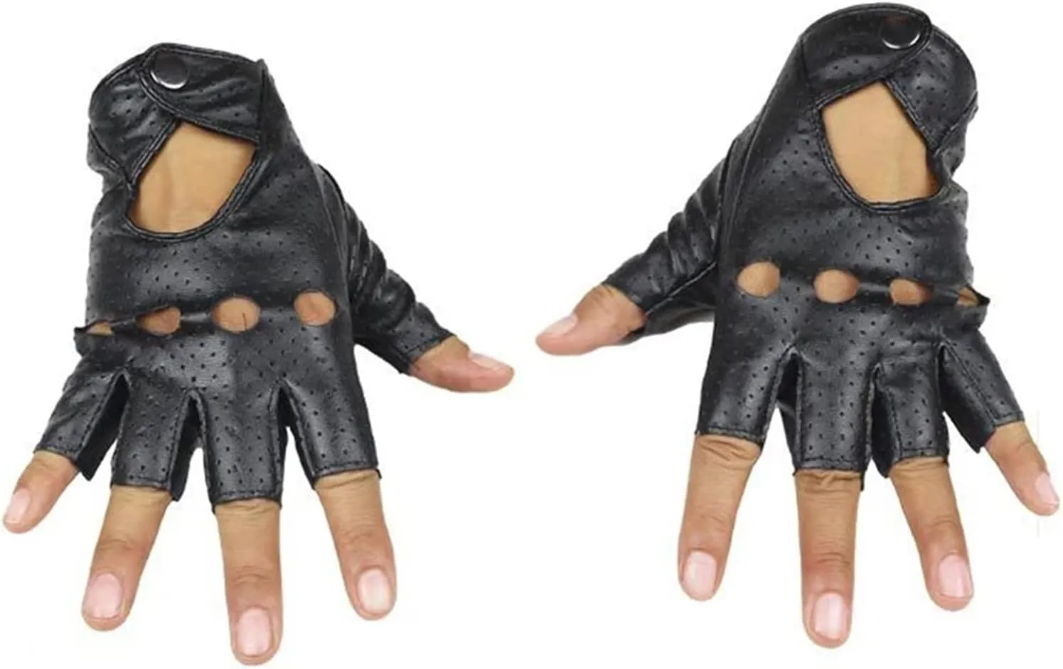 Men's Leather Fingerless Gloves PU Half Finger Driving Gloves Punk Jazz Fingerless Gloves