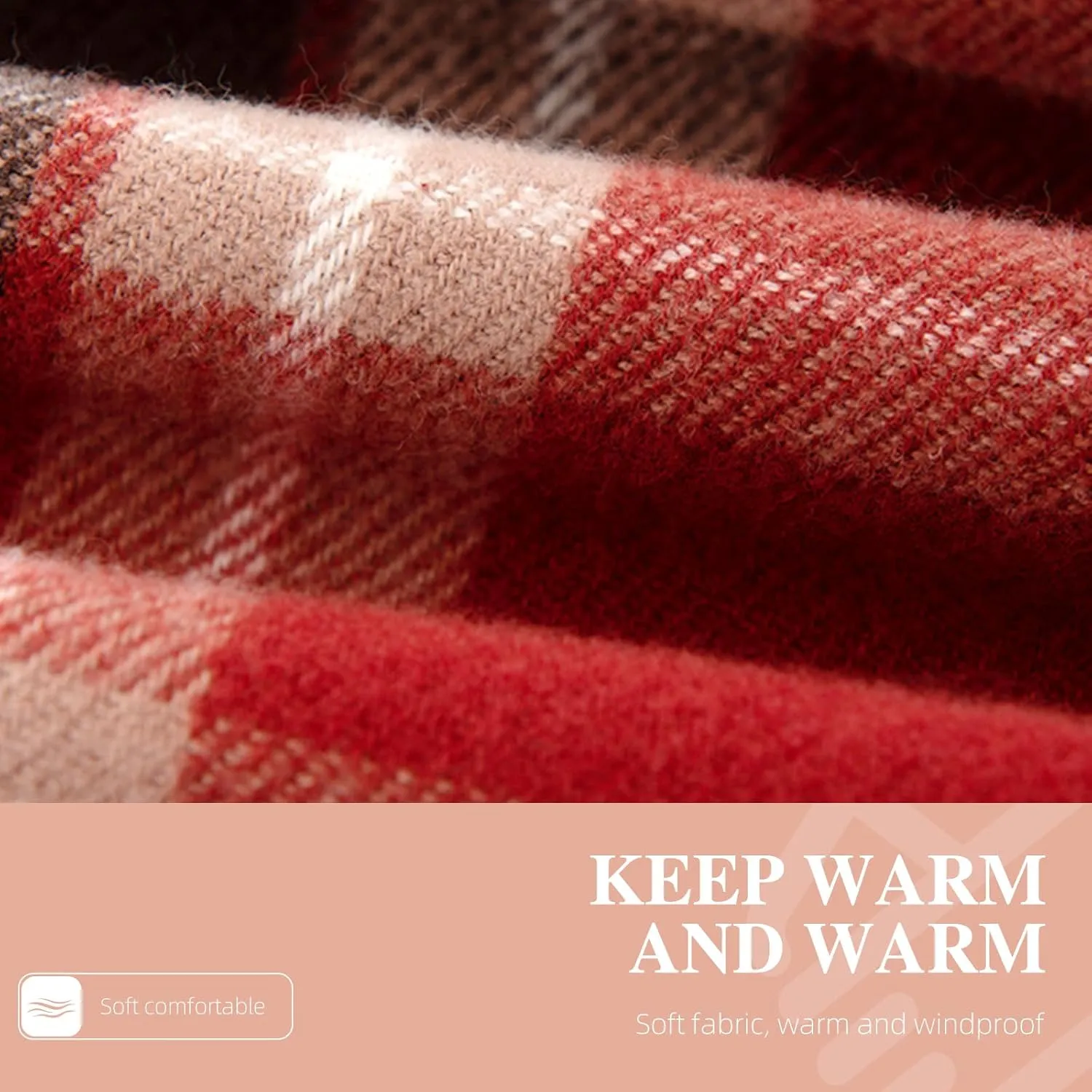 Men's Scarves Winter Plaid Scarf Tassel Edge Soft Warm Scarf-Black and Grey Striped Men's Scarf for Gift