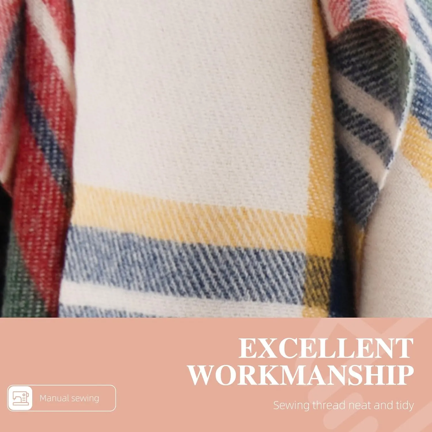 Men's Scarves Winter Plaid Scarf Tassel Edge Soft Warm Scarf-Black and Grey Striped Men's Scarf for Gift