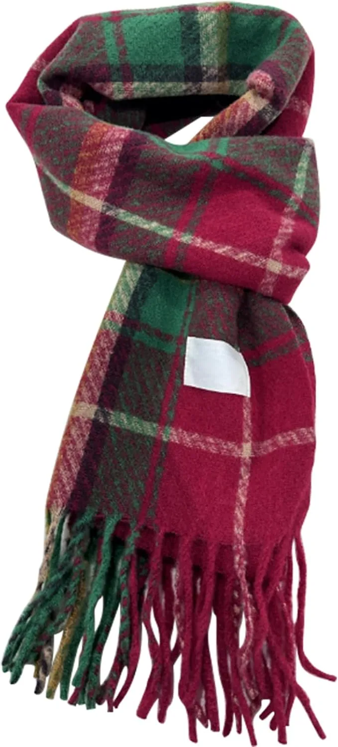 Men's Scarves Winter Plaid Scarf Tassel Edge Soft Warm Scarf-Black and Grey Striped Men's Scarf for Gift