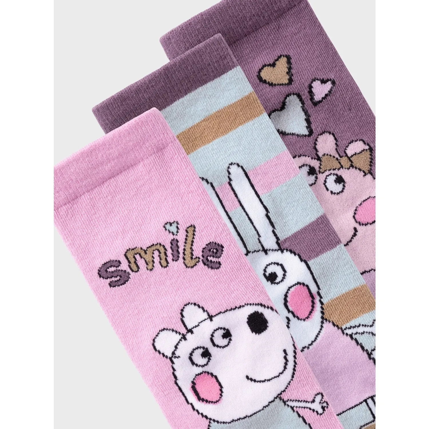 Name It Pastel Lavender 3P Arctic Dusk Ether Pastel Lavender Amina Peppa Pig 3-Pack Socks