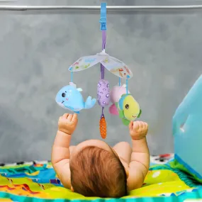 Ocean Friends Clip-On Foldable Rotating Wind Chime Cot Mobile With Hanging Rattle Toys - Multicolour