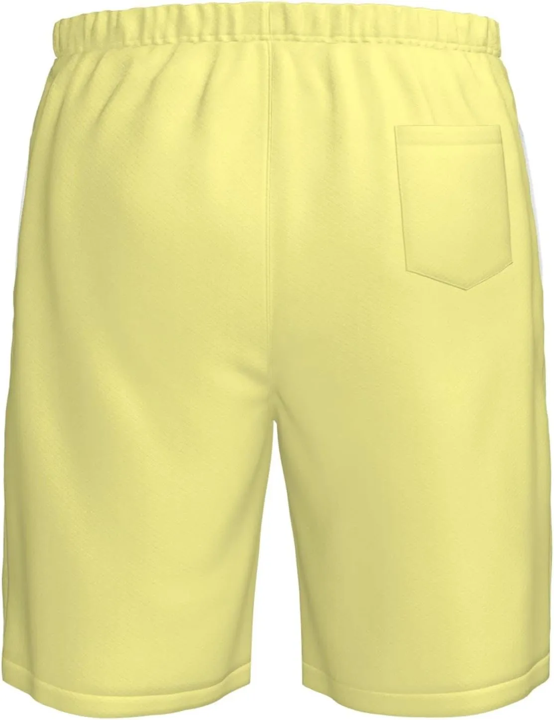 Pastel Yellow Solid Color Mens Athletic Gym Shorts Elastic Waist Casual Pocket Jogger Men Workout Short Pants