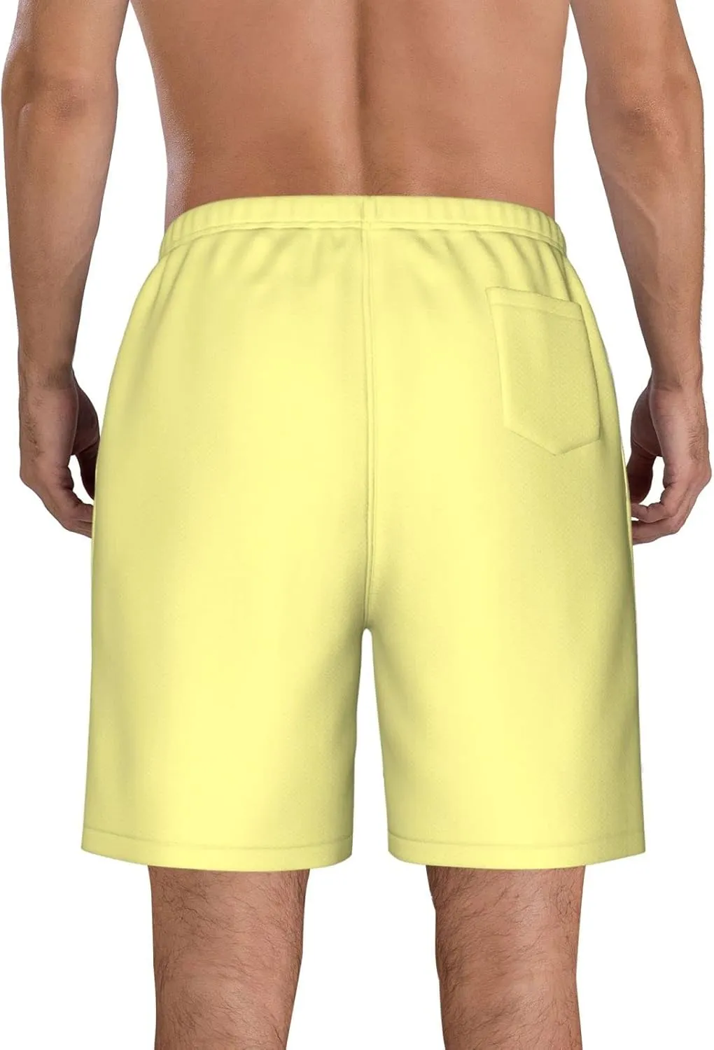 Pastel Yellow Solid Color Mens Athletic Gym Shorts Elastic Waist Casual Pocket Jogger Men Workout Short Pants