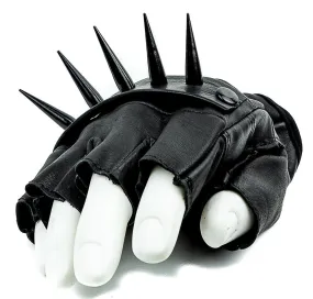 Pin Spike Genuine Leather Fingerless Gloves Pair