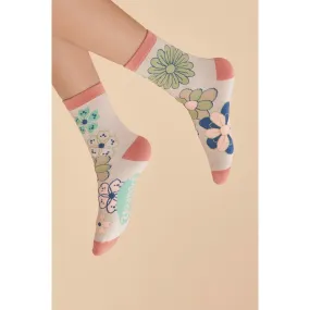 Powder 70s Kaleidoscope Floral Ankle Socks - Coconut