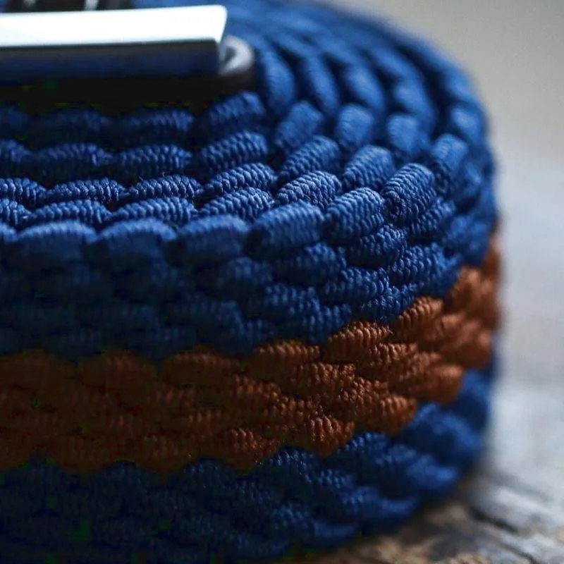 Repreve Woven Belt Blue & Brown Stripe