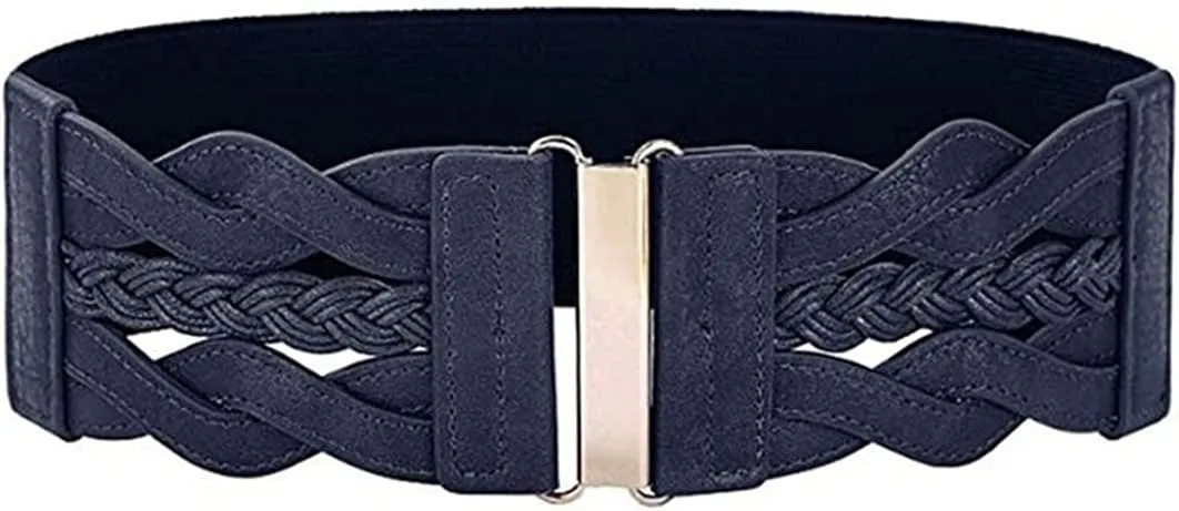 Retro Women's Woven Wide Waist Belt Elastic Stretch Cinch Belts