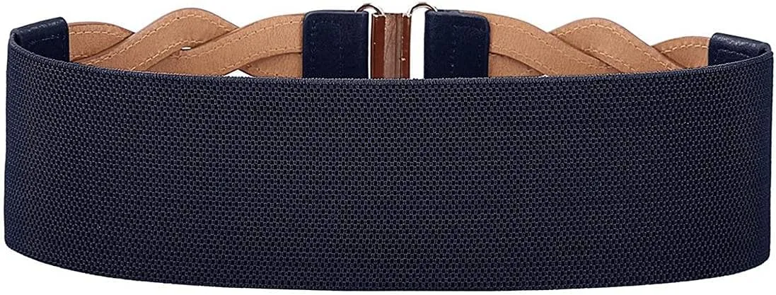 Retro Women's Woven Wide Waist Belt Elastic Stretch Cinch Belts