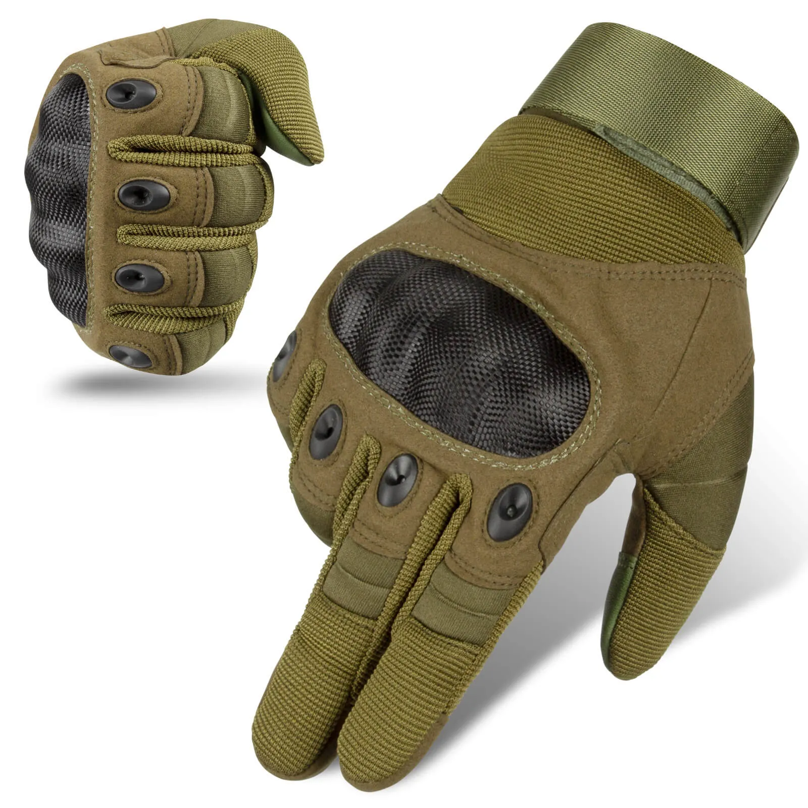 Shock Resistant Touchscreen Leather Biker Gloves