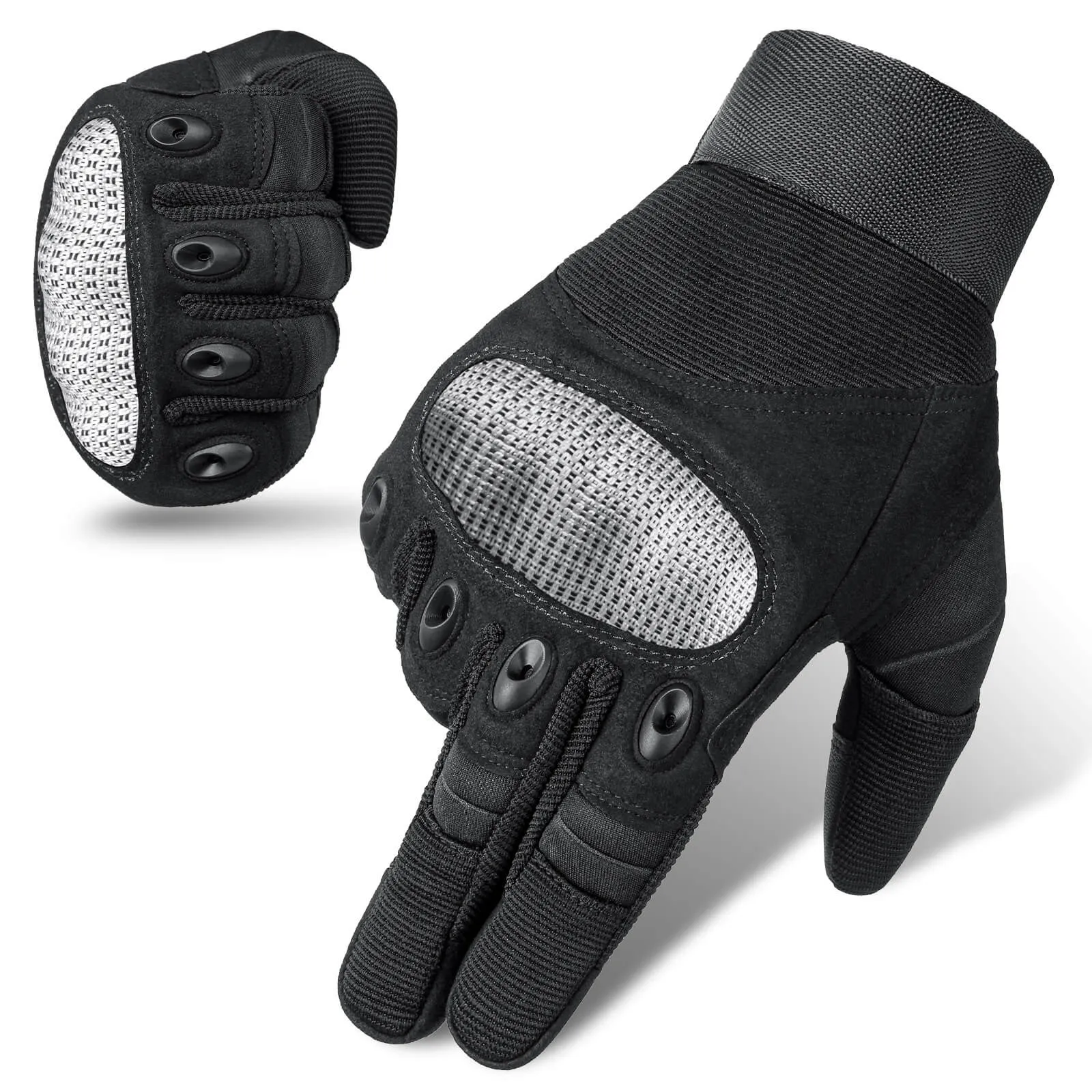 Shock Resistant Touchscreen Leather Biker Gloves
