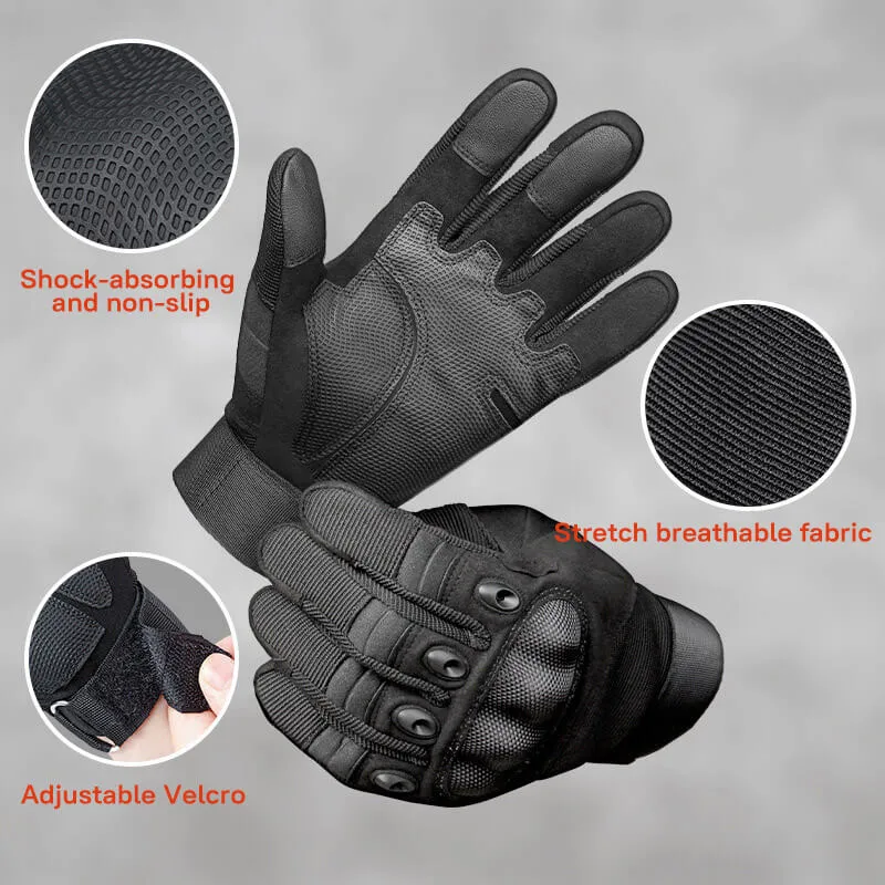 Shock Resistant Touchscreen Leather Biker Gloves