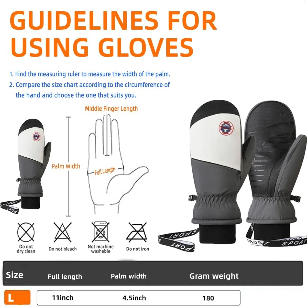 Ski Gloves Waterproof Touchscreen Breathable, Warm Winter Snow Snowboard Glove for Cold Weather Gifts for Men Women -20℉ Windproof Anti-Slip Thermal Insulated for Outdoor Skiing Snowboarding