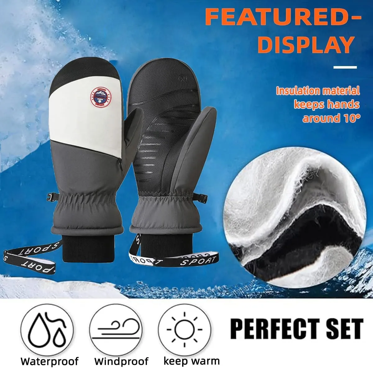 Ski Gloves Waterproof Touchscreen Breathable, Warm Winter Snow Snowboard Glove for Cold Weather Gifts for Men Women -20℉ Windproof Anti-Slip Thermal Insulated for Outdoor Skiing Snowboarding