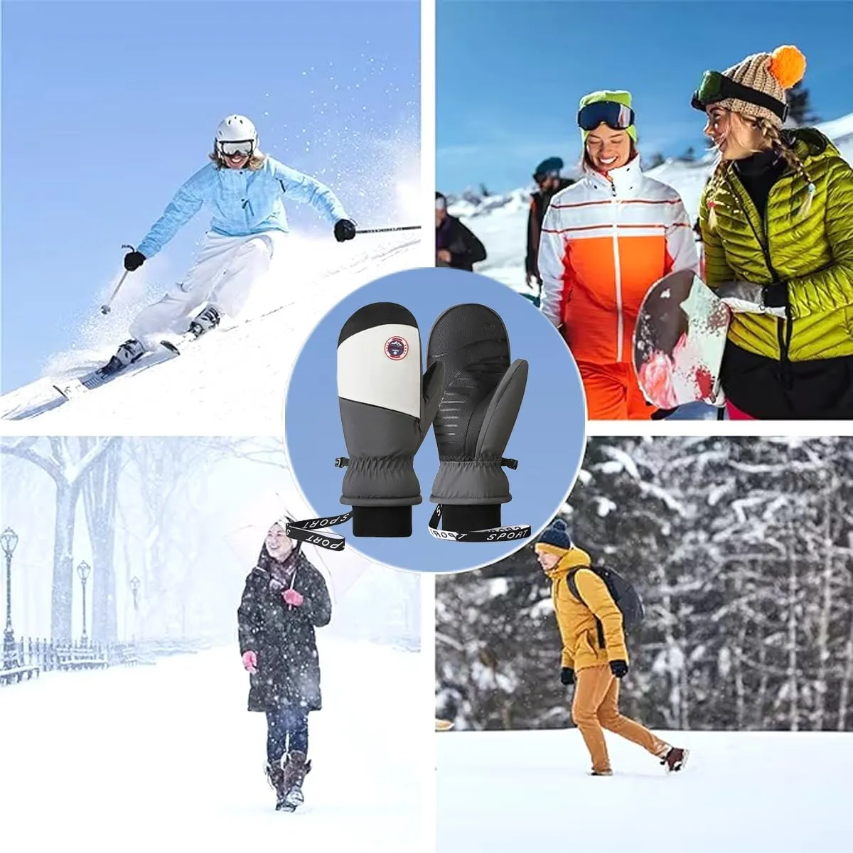 Ski Gloves Waterproof Touchscreen Breathable, Warm Winter Snow Snowboard Glove for Cold Weather Gifts for Men Women -20℉ Windproof Anti-Slip Thermal Insulated for Outdoor Skiing Snowboarding