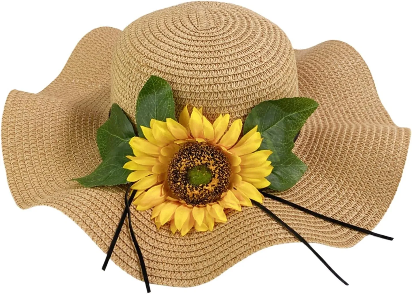 Summer Beach Hat Beach Big Brim Sun Sunflower Versatile Sandal Hat Fedora (Coffee, One Size)
