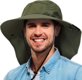Tirrinia Neck Flap Fishing Safari Cap for Men & Women, Wide Brim Sun Hat for Outdoor Hiking, Camping, Gardening