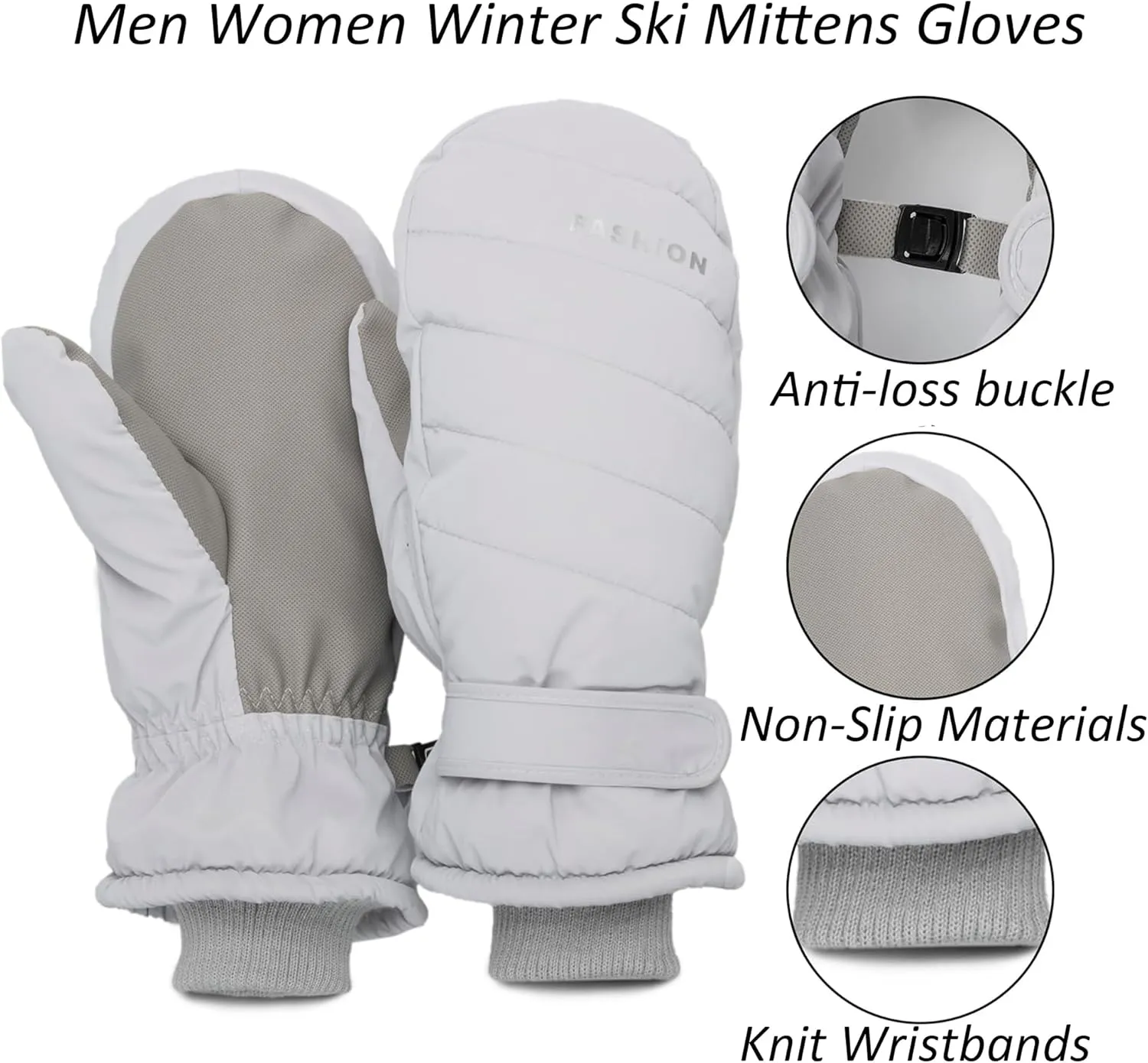 UTOWO Outdoors Winter Ski Mittens for Men Women - Warm Snow Mitts for Cold Weather Non-Slip Water-Repellent Gloves Windproof