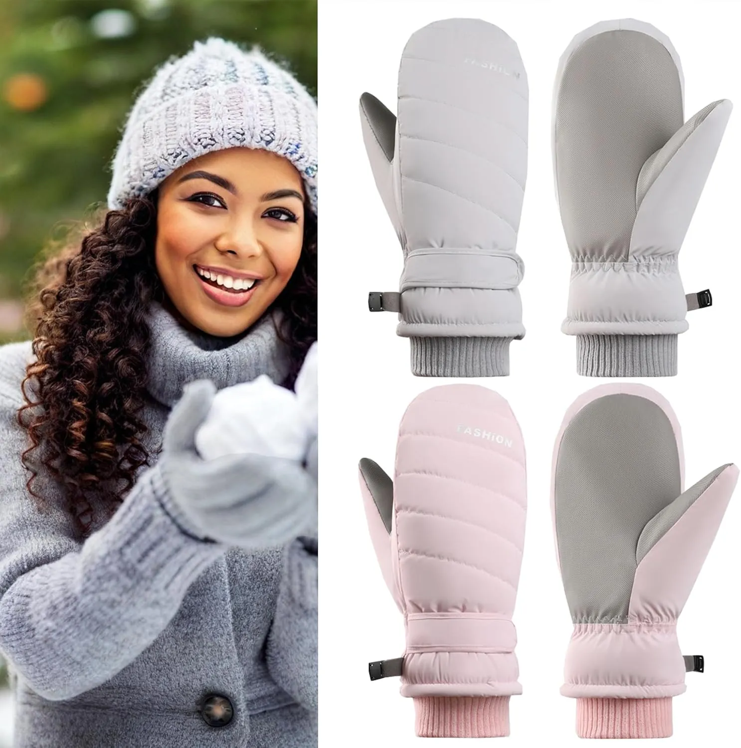 UTOWO Outdoors Winter Ski Mittens for Men Women - Warm Snow Mitts for Cold Weather Non-Slip Water-Repellent Gloves Windproof