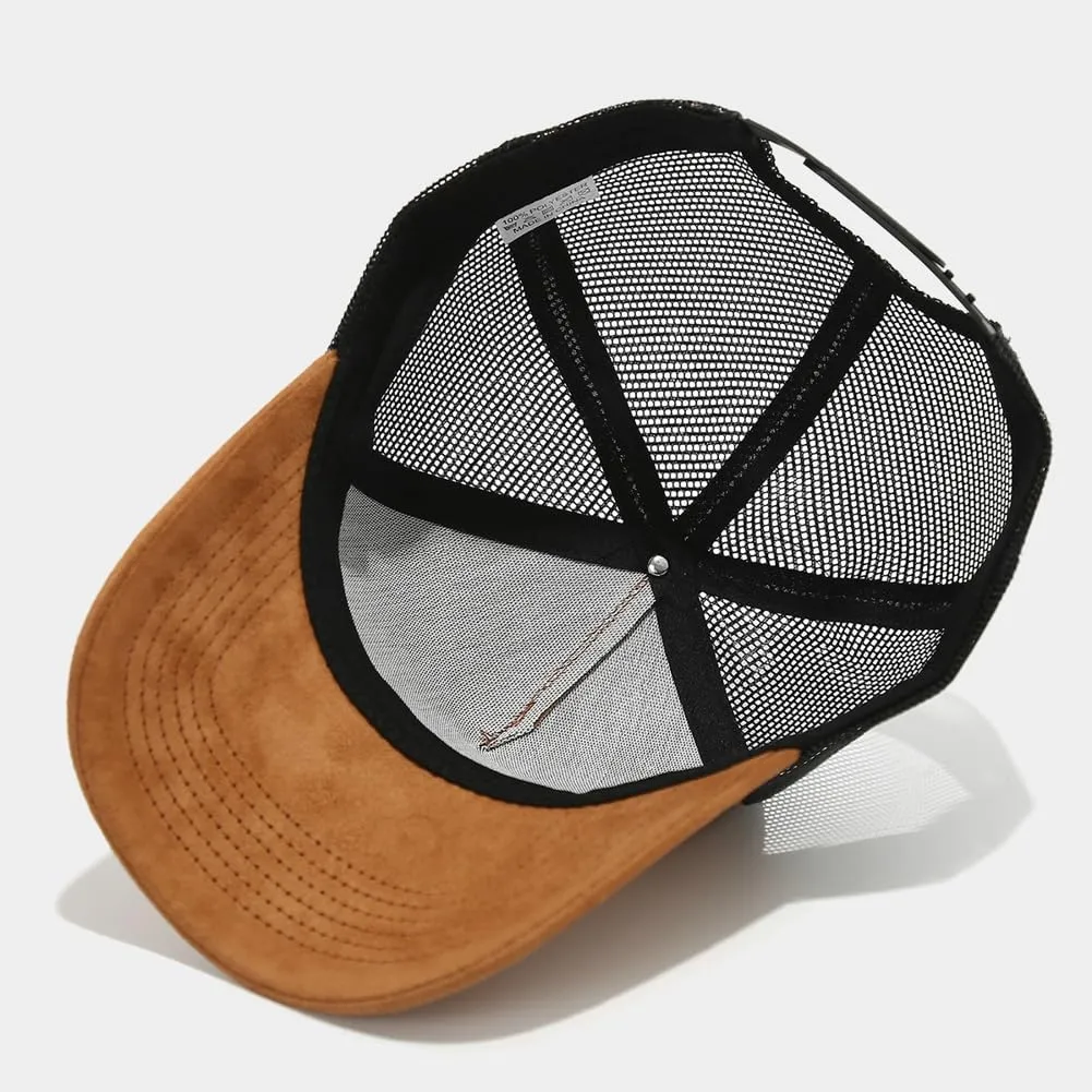 Vintage Suede Baseball Cap for Men Women Summer Mesh Baseball Cap Trucker Mesh Hat Sun Caps Golf Sports Snapback Hat