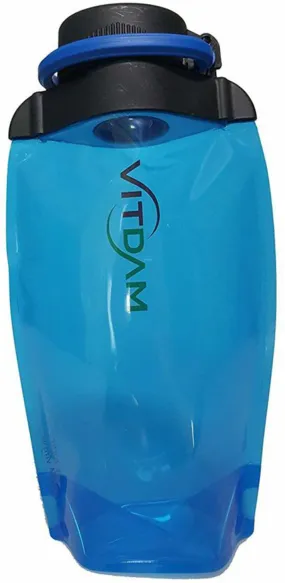 Vitdam Foldable Reusable Water Bottles BPA Free, FDA Approved (Blue)