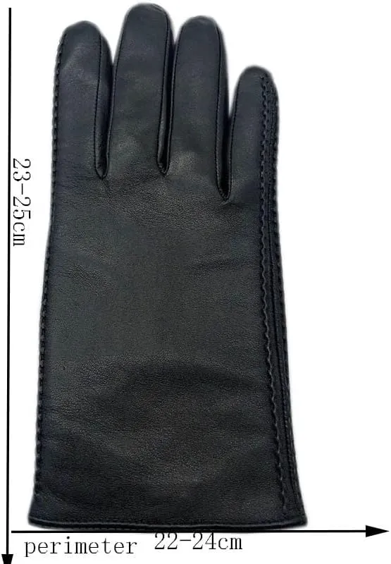 Winter Men's Leather Gloves Warm Gift with Lined Cycling Driving Mittens