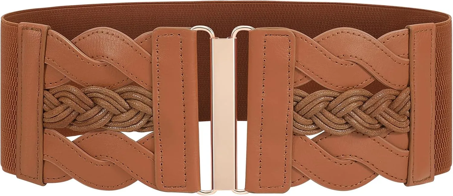 Women Elastic Vintage Wide Waist Belt Stretchy Retro Waist Belt for Dress