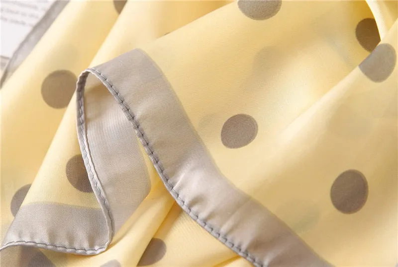 Women Fashion Luxury Striped Dots Pure Silk Foulard Square Head Scarf