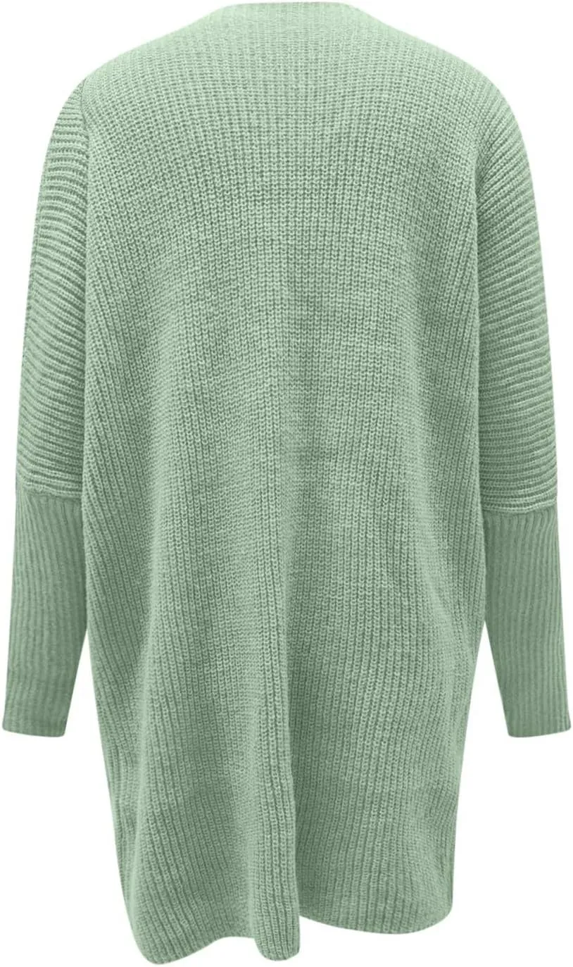 Women Oversized Long Cardigans Sweater Batwing Sleeve Open Front Chunky Knit Coat Fall Winter Outwear with Pockets