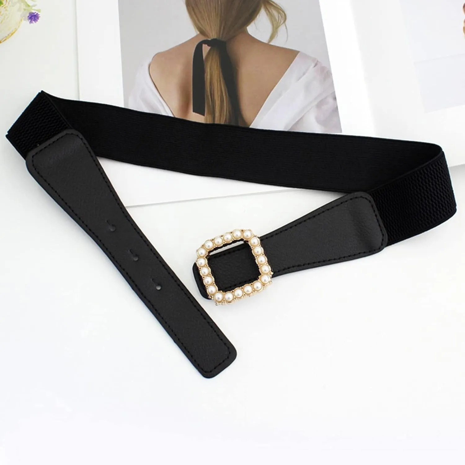Women Wide Elastic Belt Wide Stretch Waist Belts Waistband For Dresses