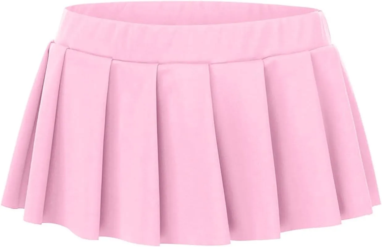 Womens Pleated Skirts Y2k Mini Skirt Casual Short Skirts Micro Ruffle Lingerie Skirt for Schoolgirl Outfits