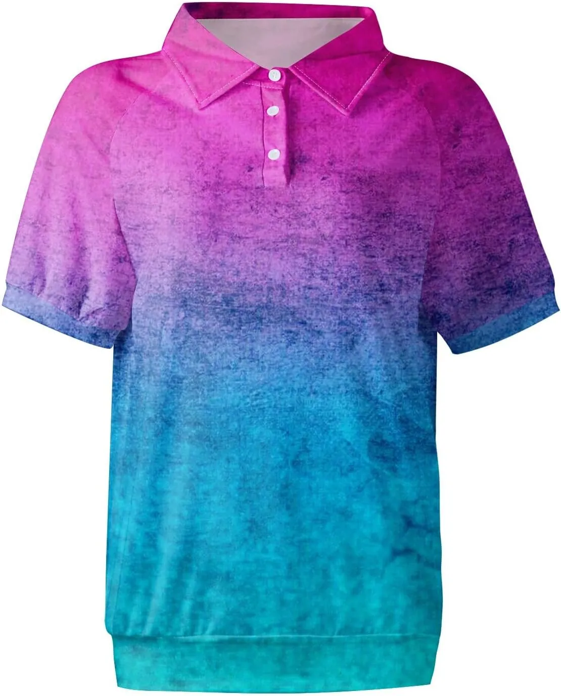 Women's Polo Shirts Womens Summer V Neck Tee Fashion Gradient Color Collar Shirts Women Short Sleeve Polo Tops