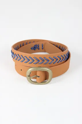 Woven Contrast Vegan Leather Belt