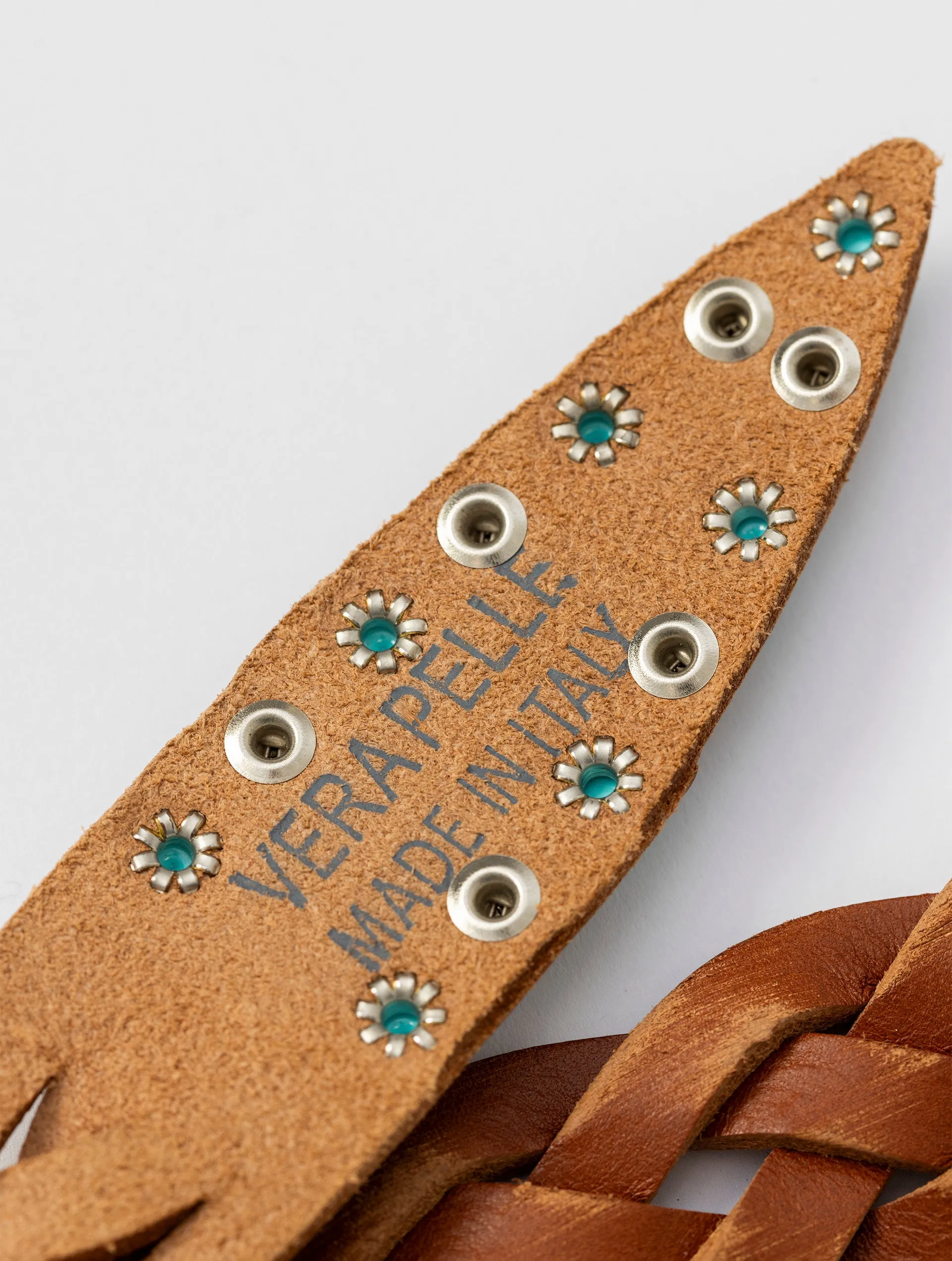 WOVEN LEATHER BELT IN COGNAC