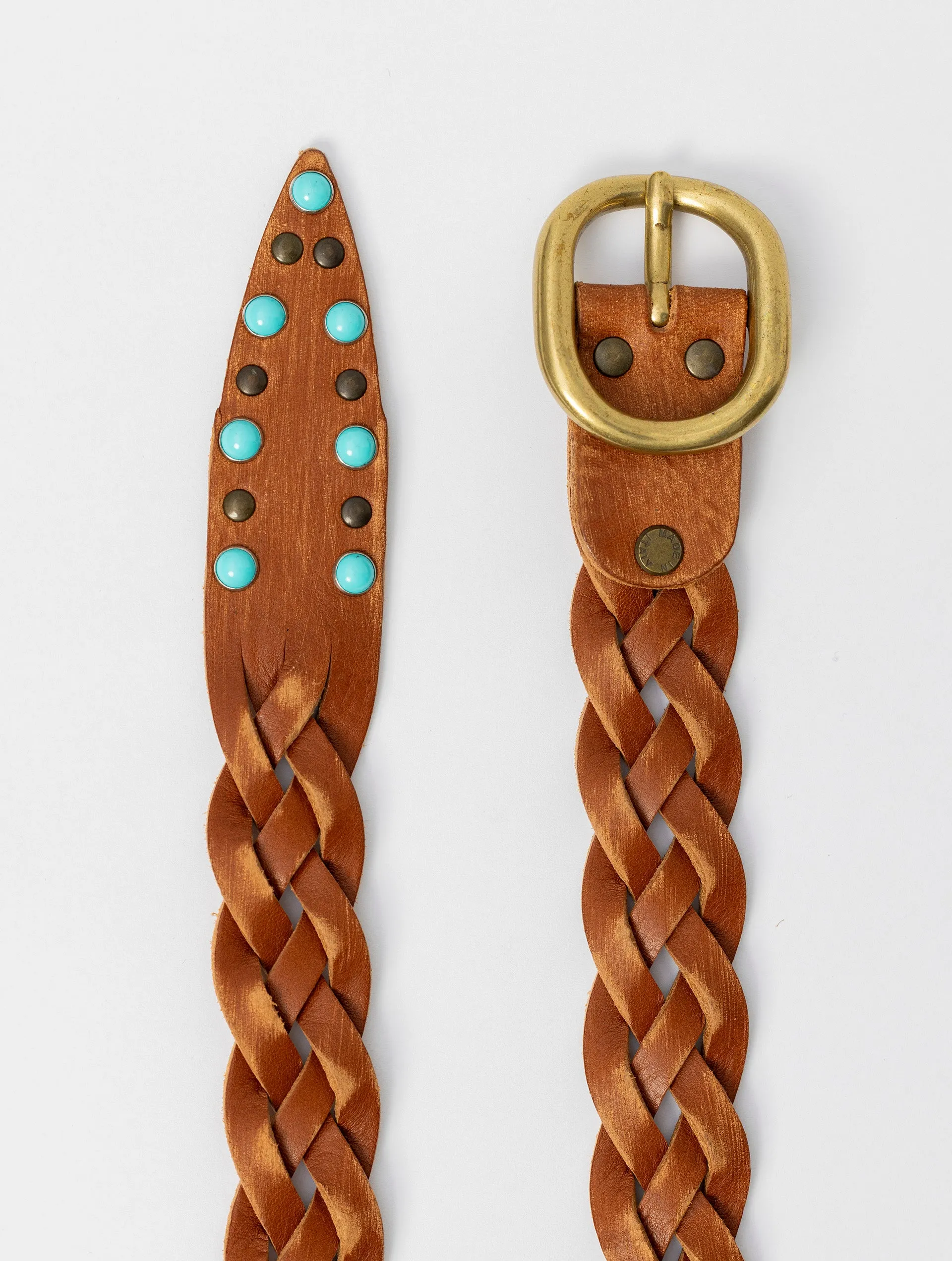 WOVEN LEATHER BELT IN COGNAC