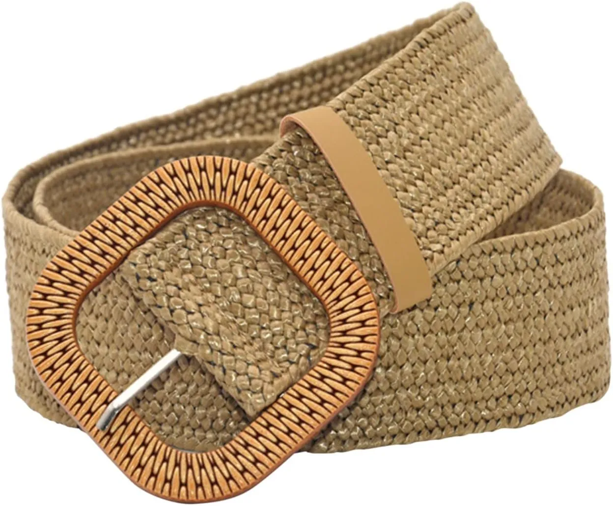 X Belt Women Belt Straw Woven Elastic Stretch Wide Waist Belts For Dresses With Buckle
