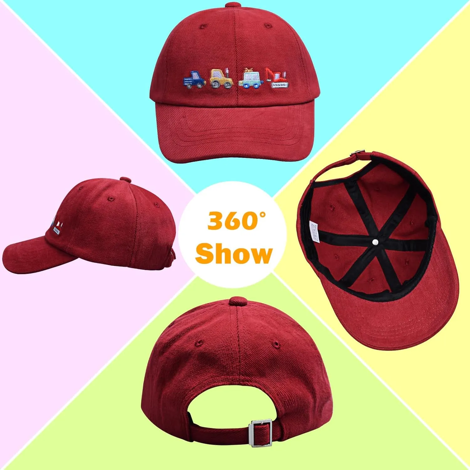 ZGDG Kids Boys Girls Baseball Cap Toddler Embroidery Car Trucker Hat Adjustable Washed Vintage Sun Fishing Hat for 3-8 Years