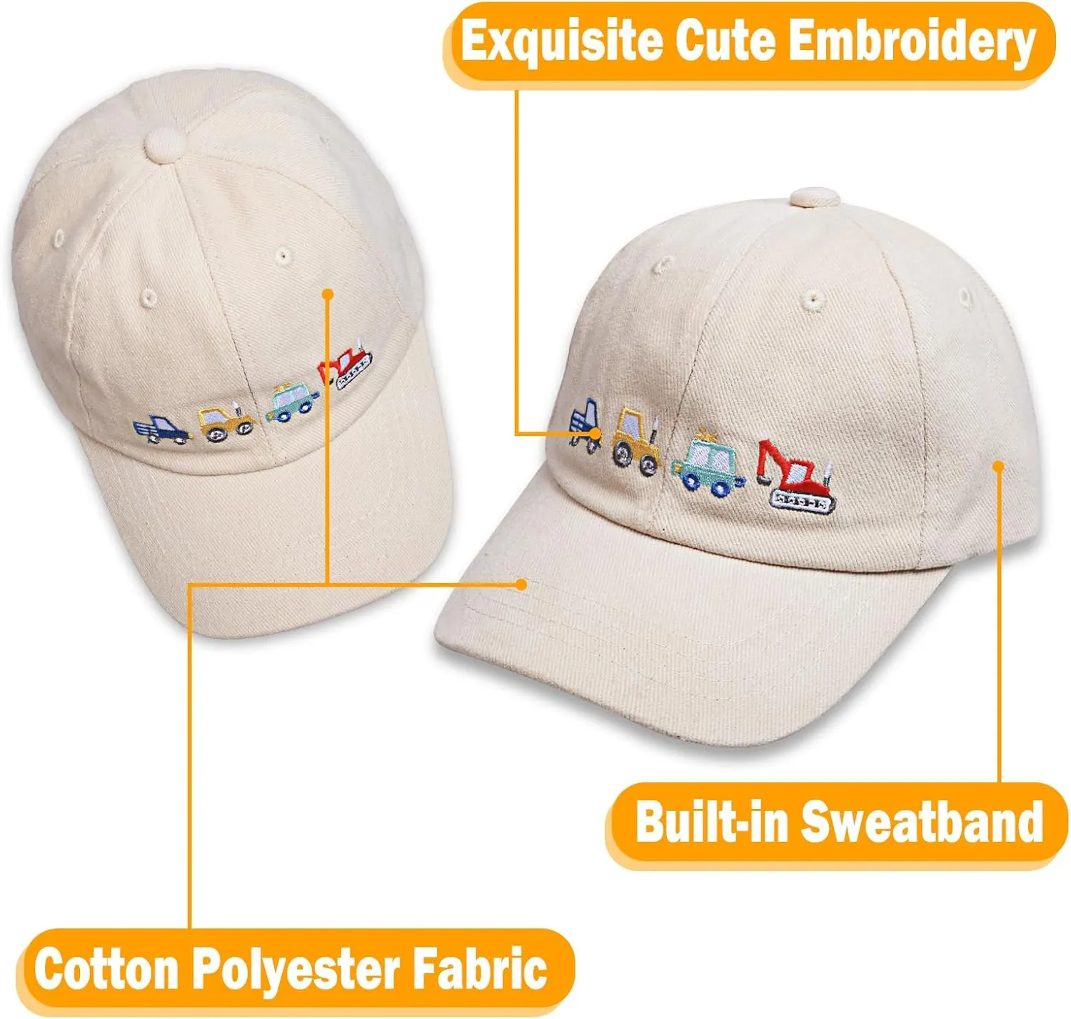 ZGDG Kids Boys Girls Baseball Cap Toddler Embroidery Car Trucker Hat Adjustable Washed Vintage Sun Fishing Hat for 3-8 Years