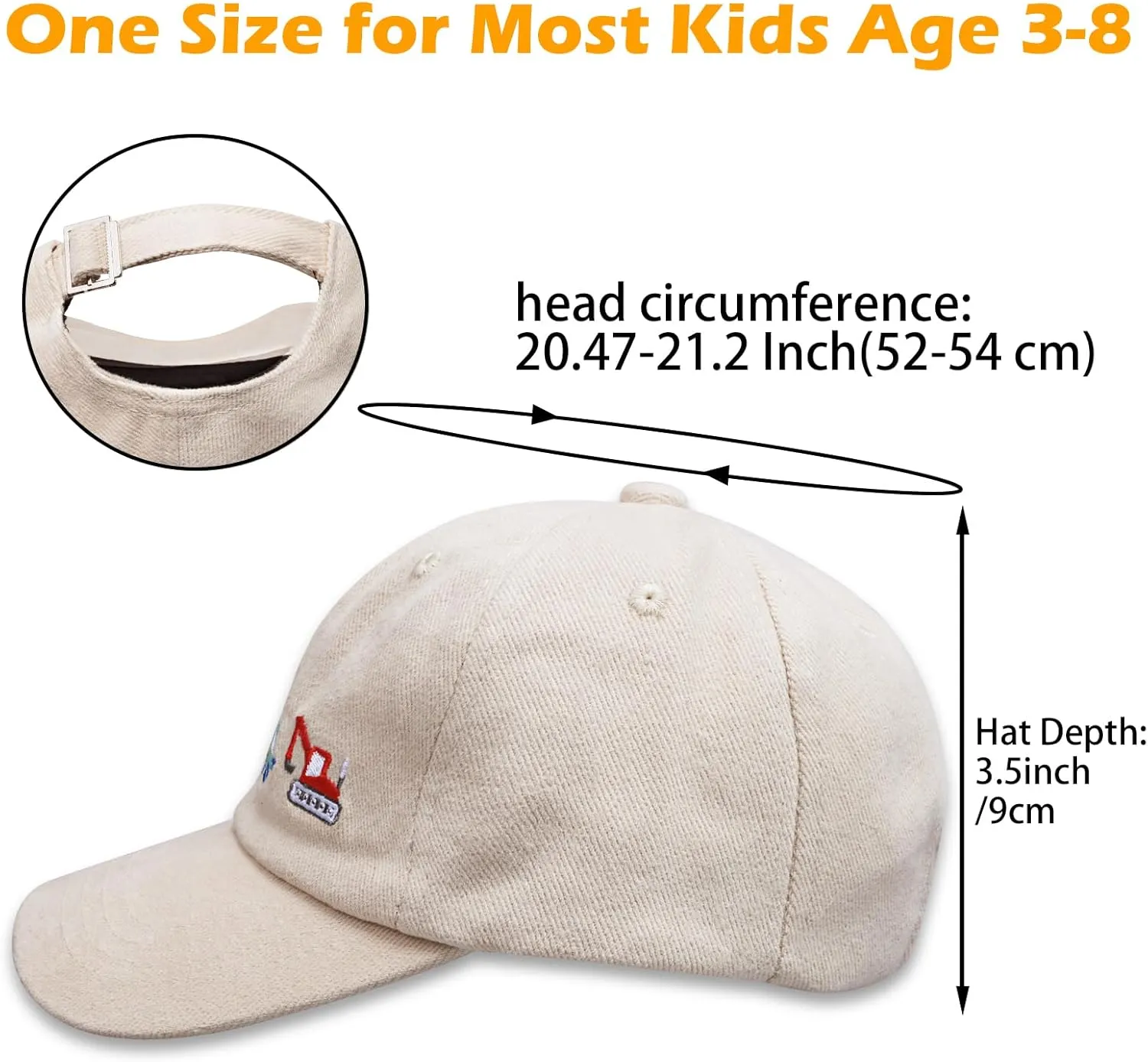 ZGDG Kids Boys Girls Baseball Cap Toddler Embroidery Car Trucker Hat Adjustable Washed Vintage Sun Fishing Hat for 3-8 Years