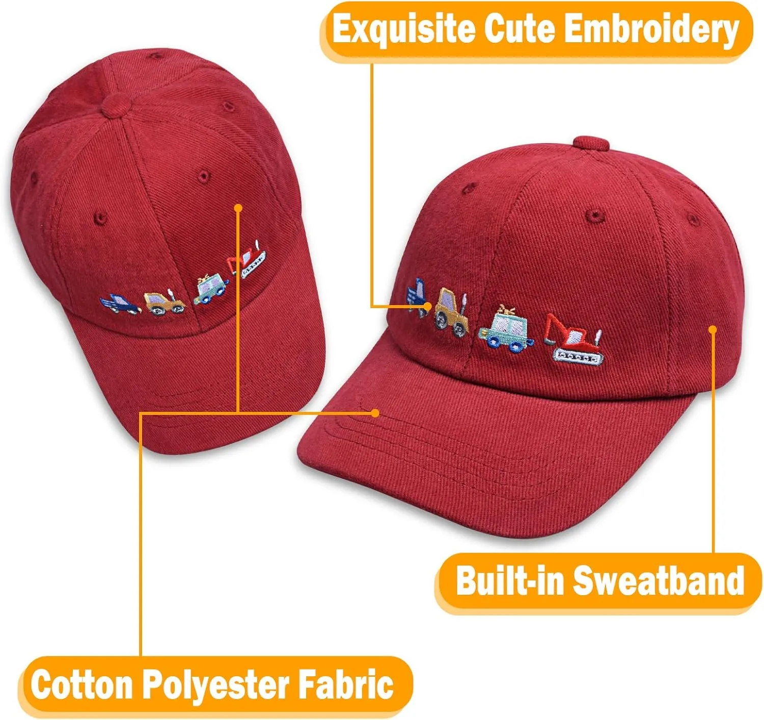 ZGDG Kids Boys Girls Baseball Cap Toddler Embroidery Car Trucker Hat Adjustable Washed Vintage Sun Fishing Hat for 3-8 Years